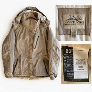 Cabela's Gore-Tex Premium Goose Down Jacket Hoodie Parka Tan Women’s Large